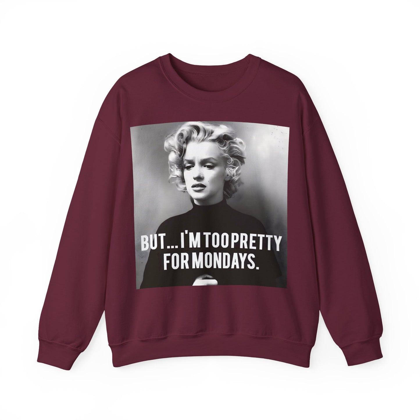 Sweatshirt – Sweatshirt – Too Pretty for Mondays – Retro Statement Pullover | True Insights Design mit Humor