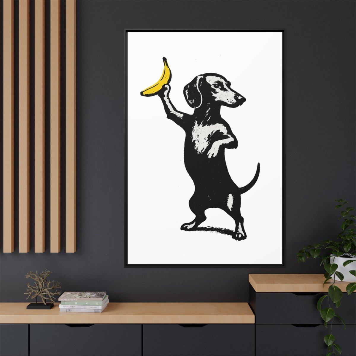 Dackel mit Banane – Banksy-inspirierter Art Print-True Insights
