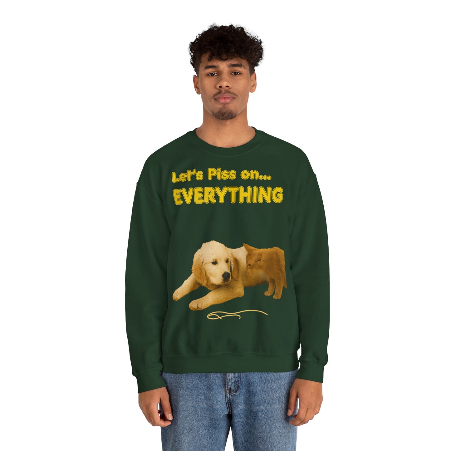 Vintage Motiv – Let’s Piss on Everything – Satirisches Sweatshirt mit Hund & Katze | True Insights Design mit Humor