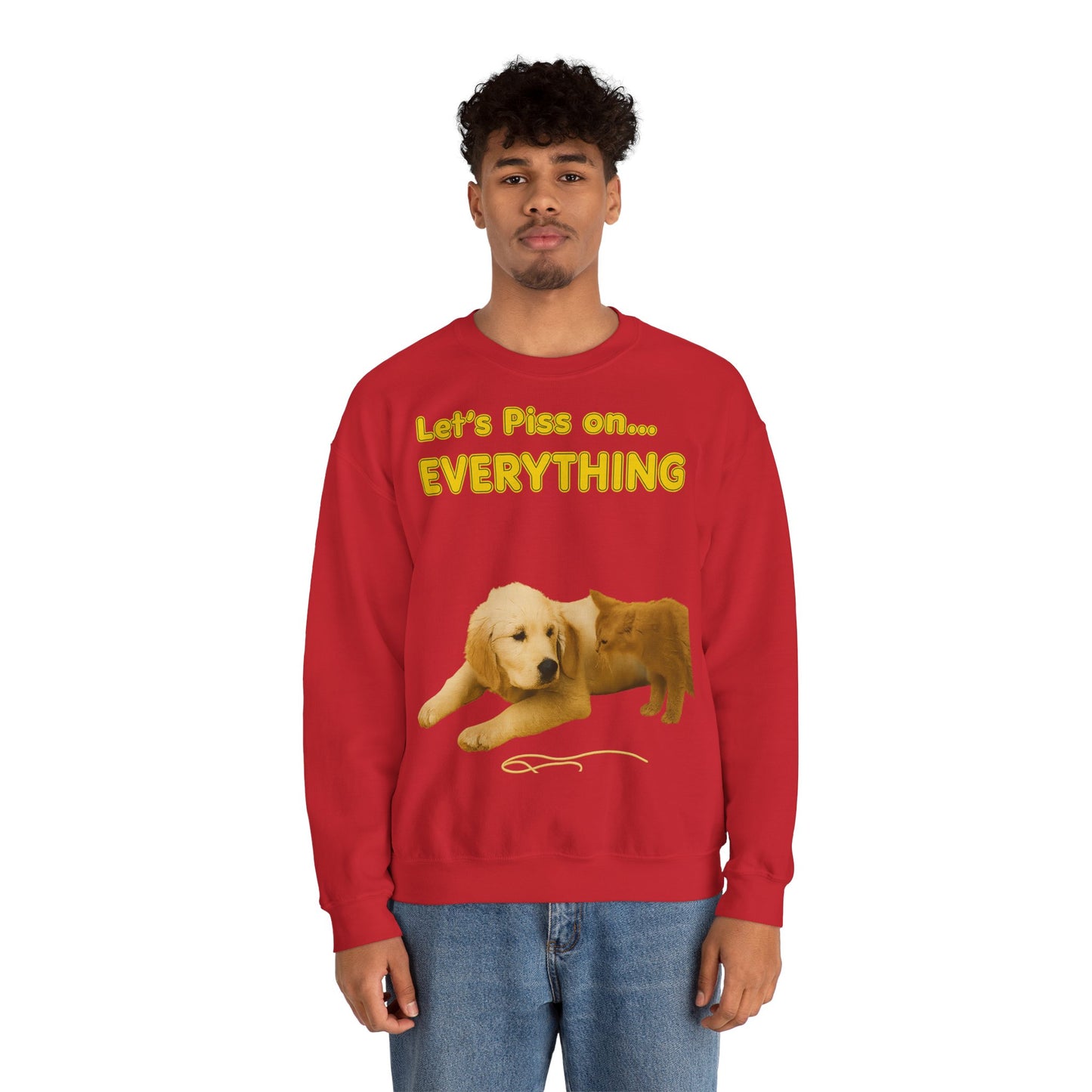 Vintage Motiv – Let’s Piss on Everything – Satirisches Sweatshirt mit Hund & Katze | True Insights Design mit Humor