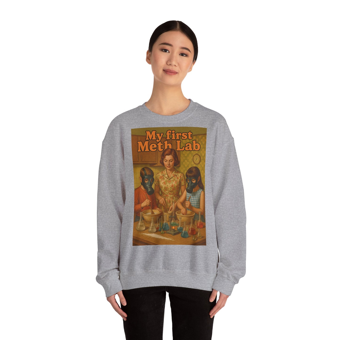 Sweatshirt – „My First Meth Lab“ Sweatshirt – Schwarzer Humor im Retro-Stil | True Insights Design mit Humor
