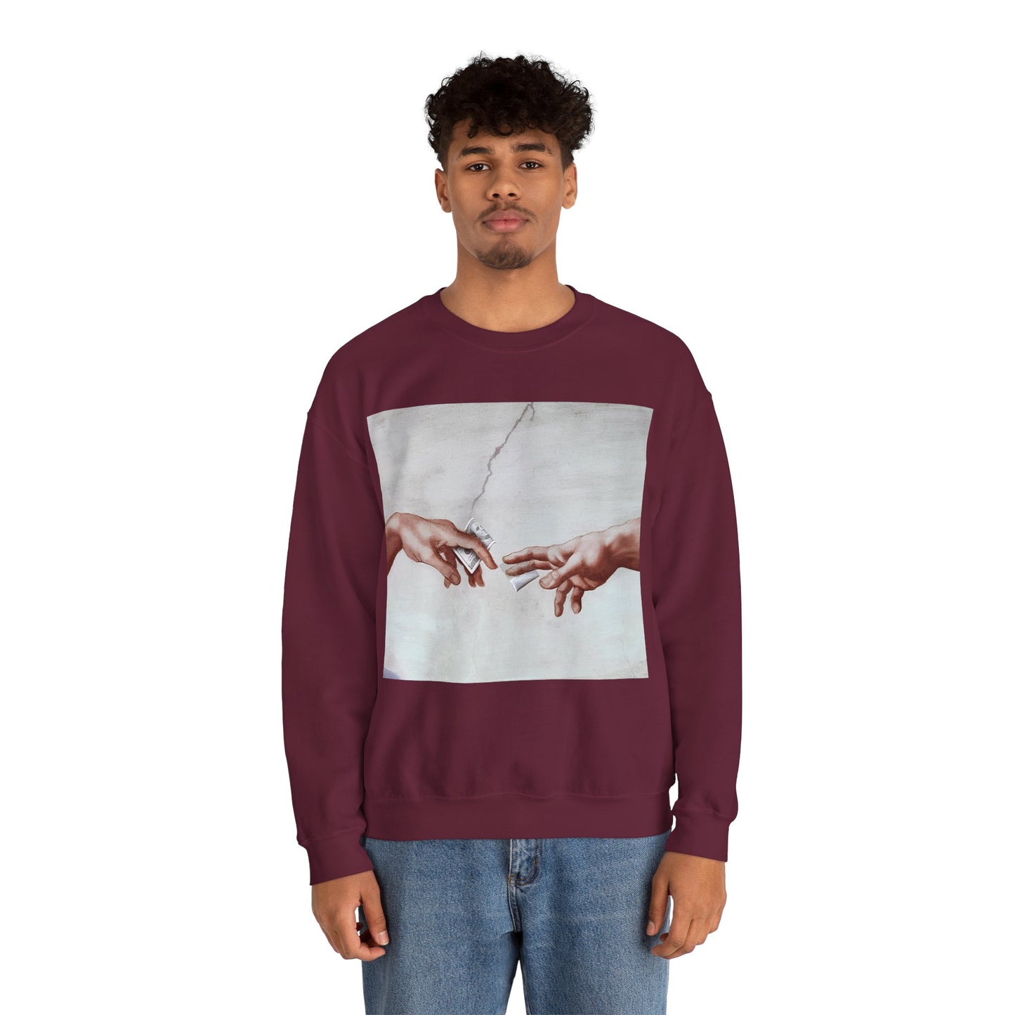 Sweatshirt – The Deal Sweatshirt – Satirische Kunst trifft Streetwear | Michelangelo Meme Design | True Insights Design mit Humor