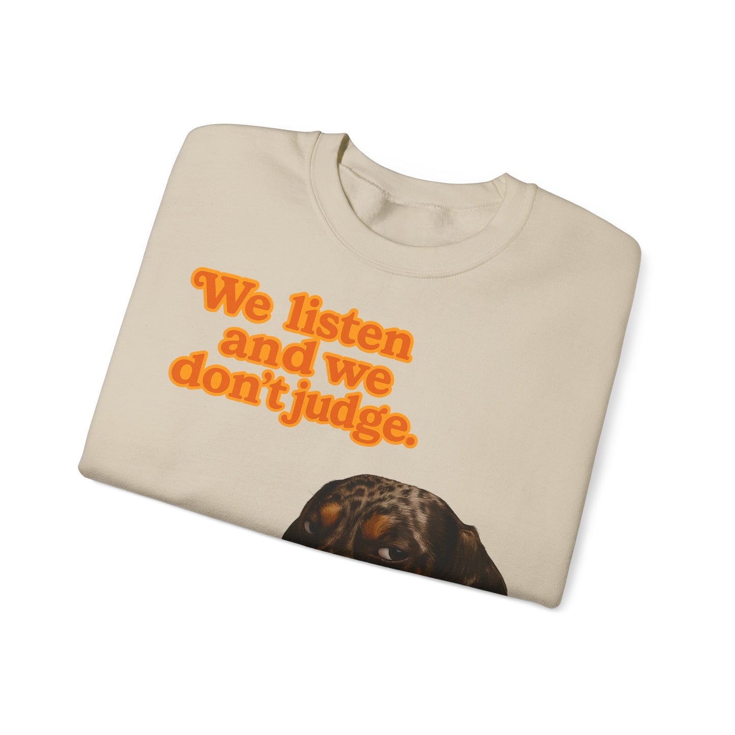 Dackel-Sweatshirt mit Retro-Print & dem Spruch „We listen and we don’t judge.“ Für Hundefans mit Humor – bequem, warm & voller Charakter. – Lustiges Sweatshirt | True Insights – Bild 40