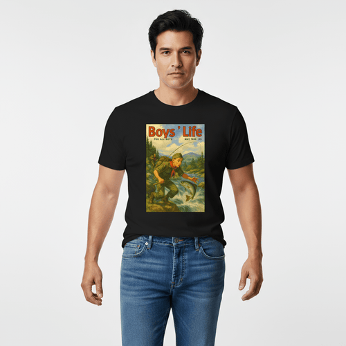True Insights T-Shirt Boys' Life satirisches Retro Pfadfinder-Motiv, Lifestyle-Aufnahme mit Vintage-Flair