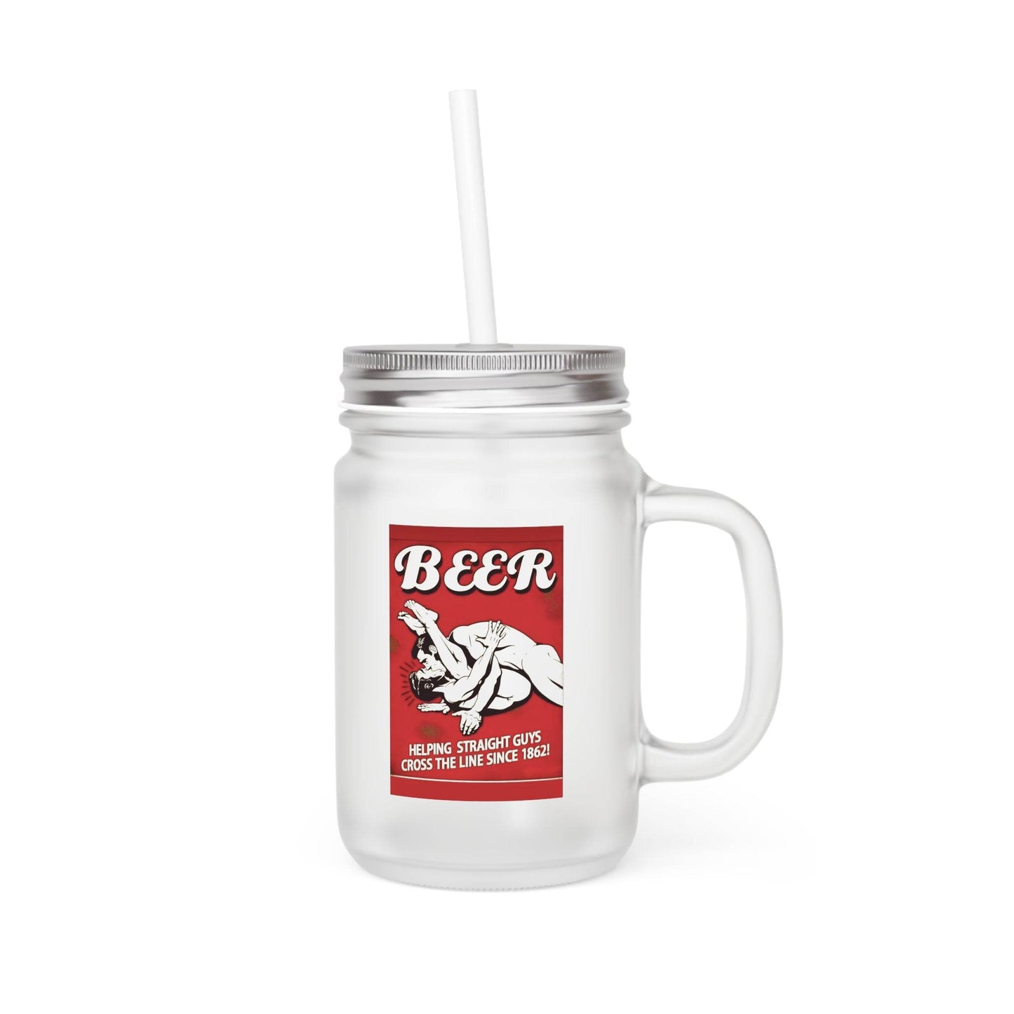 Beer Quote Jar Mug – „Helping Straight Guys Since 1862“ | Satirisches Henkelglas mit Retro-Vibe-Mug-True Insights