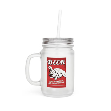 Beer Quote Jar Mug – „Helping Straight Guys Since 1862“ | Satirisches Henkelglas mit Retro-Vibe-Mug-True Insights