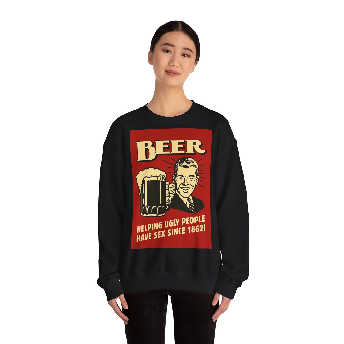 Beer Sweatshirt – Schwarzer Humor im Retro-Werbestil – Freches Satire-Design für mutige Statements | True Insights