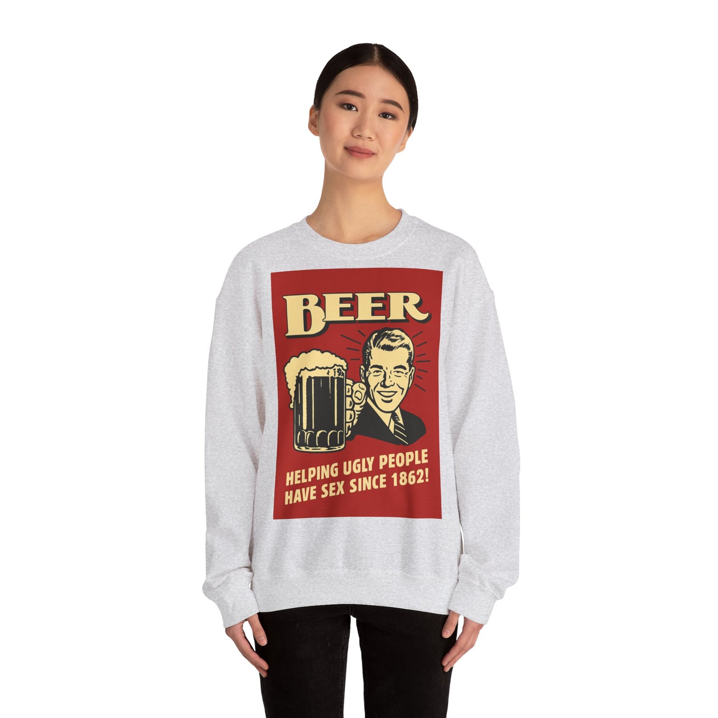 Beer Sweatshirt – Schwarzer Humor im Retro-Werbestil – Freches Satire-Design für mutige Statements | True Insights