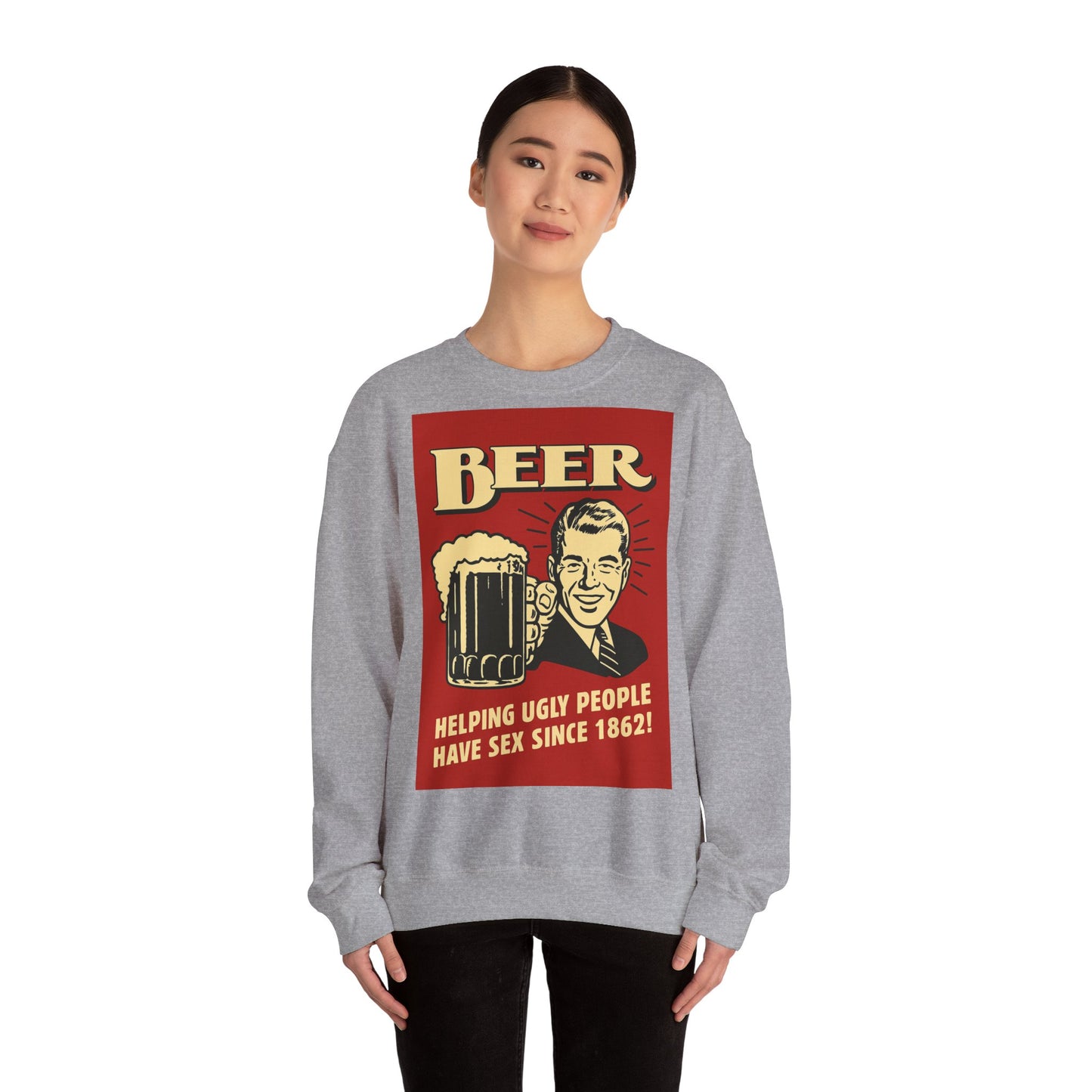 Beer Sweatshirt – Schwarzer Humor im Retro-Werbestil – Freches Satire-Design für mutige Statements | True Insights