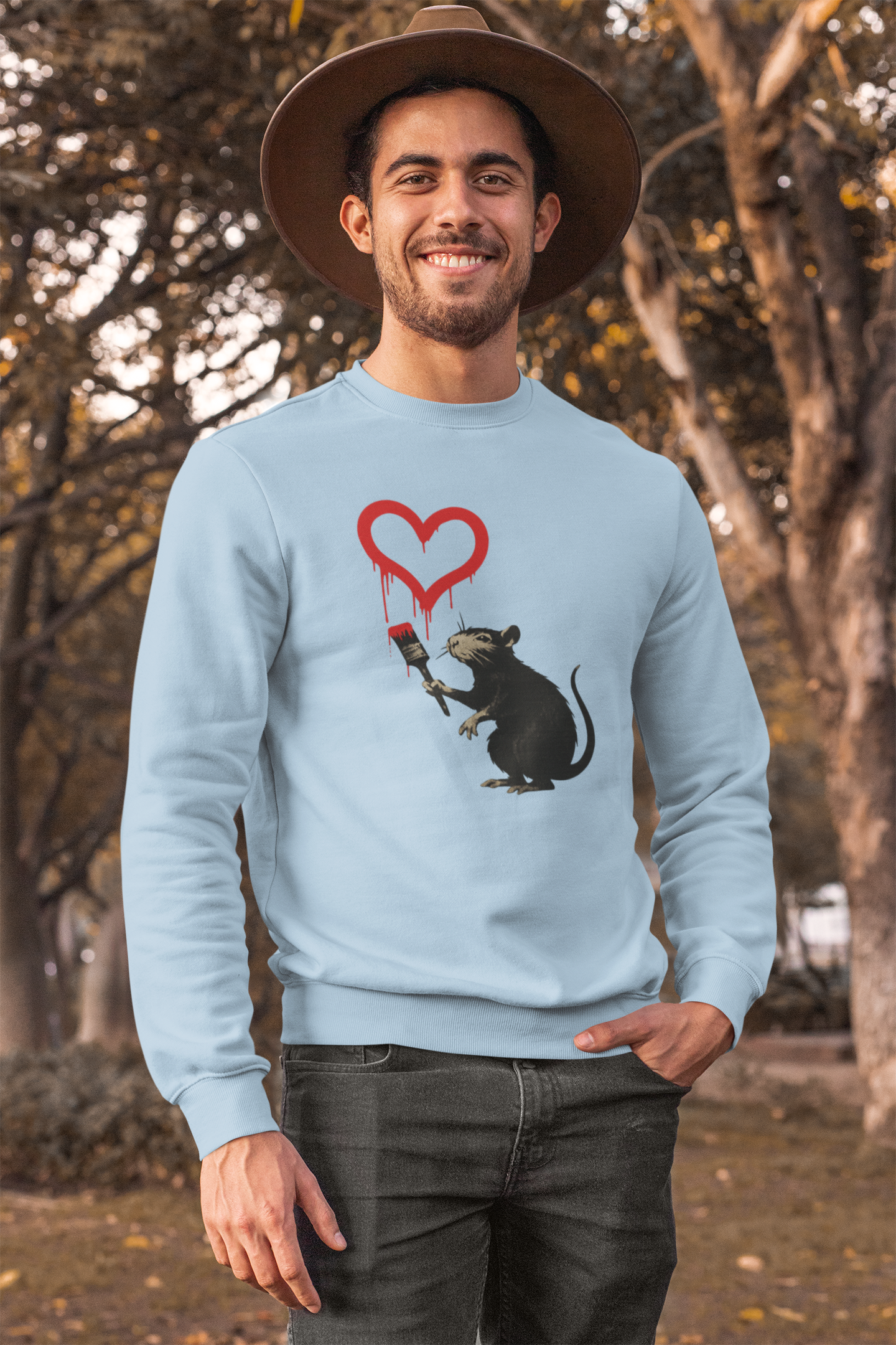Sweatshirt ›Ratte mit Herz‹ – Streetart Style, Satirisches Kunst-Statement-Sweatshirt-True Insights