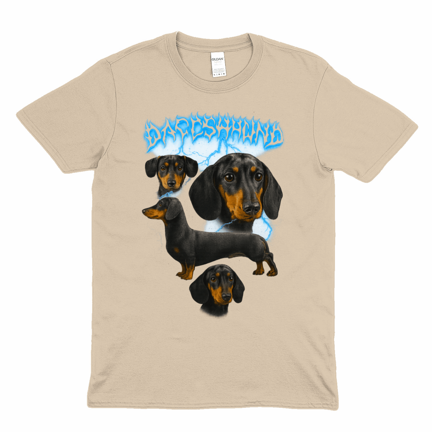 DACHSHUND T-Shirt – Metal-Dackel mit Blitzen & Haltung