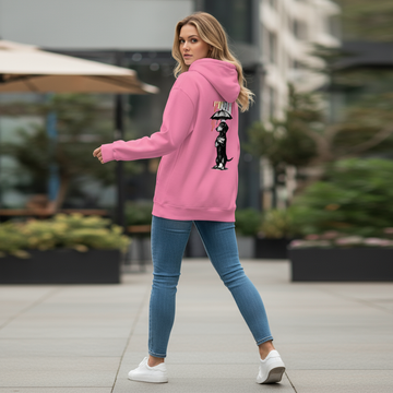 Dackel „Color Rain“ – Urban Street-Art Hoodie mit buntem Farbregen