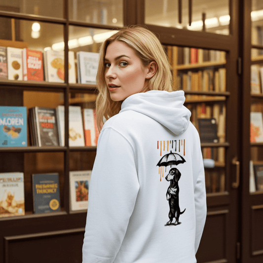 Dackel „Color Rain“ – Urban Street-Art Zip-Hoodie mit Dackel & Farbregen-Zip Hoodie-True Insights