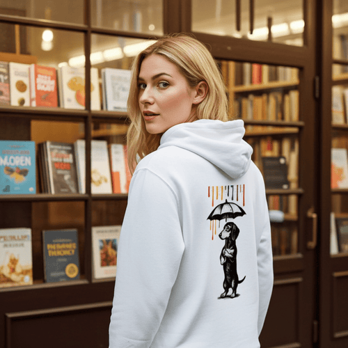 Dackel „Color Rain“ – Urban Street-Art Zip-Hoodie mit Dackel & Farbregen-Zip Hoodie-True Insights