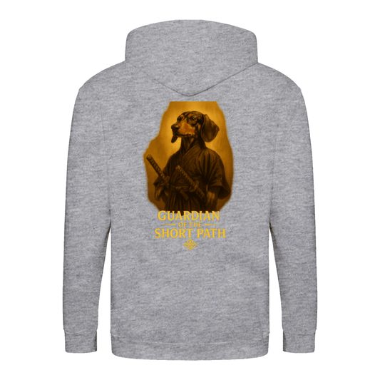 Dackel „Guardian of the Short Path“ – Zip-Hoodie mit epischem Dackelmotiv-Zip Hoodie-True Insights