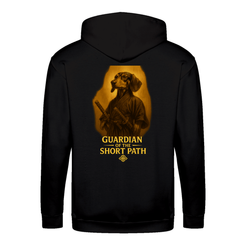 Dackel „Guardian of the Short Path“ – Zip-Hoodie mit epischem Dackelmotiv-Zip Hoodie-True Insights
