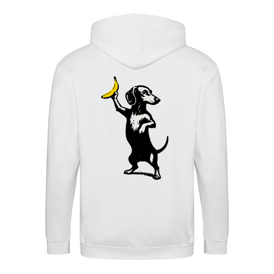 Dackel mit Banane – Ironischer Street-Art Zip-Hoodie-Zip Hoodie-True Insights