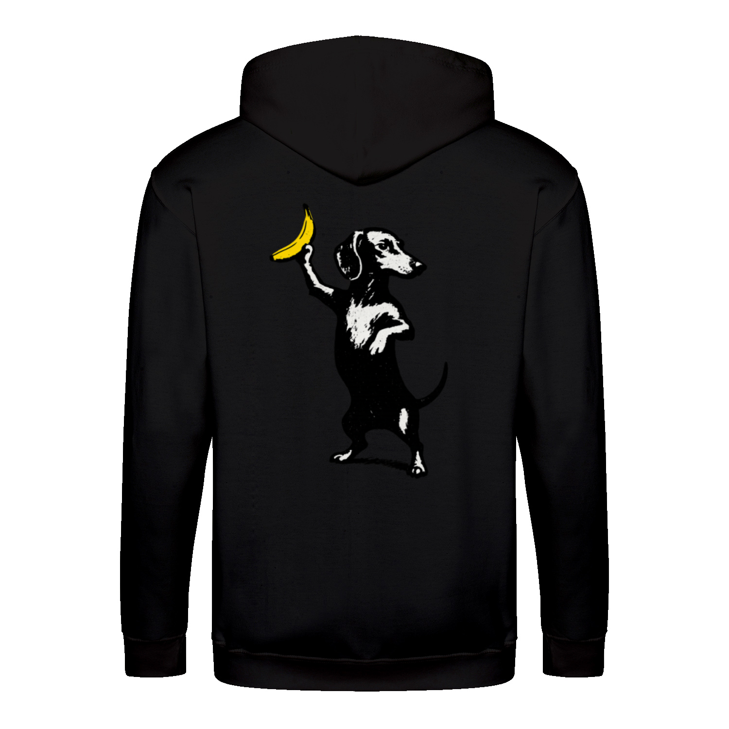 Dackel mit Banane – Ironischer Street-Art Zip-Hoodie-Zip Hoodie-True Insights