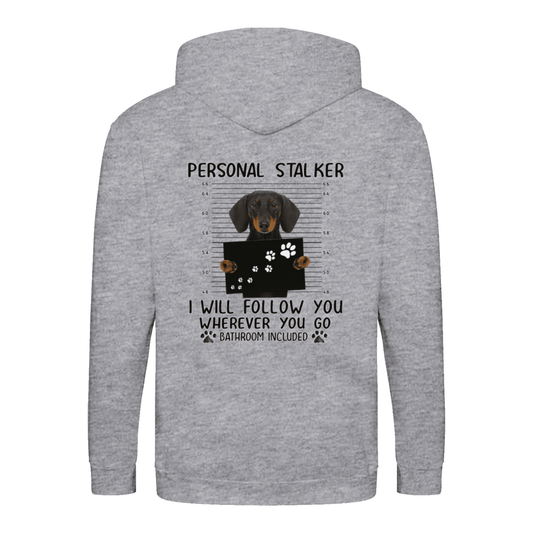 Funny Dachshund Zip Hoodie – „Personal Stalker“ Cartoon – Dog Lover Gift-True Insights