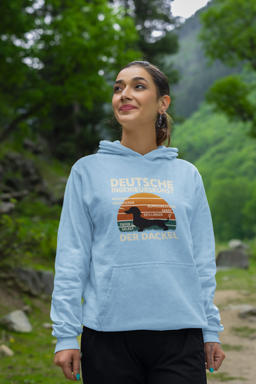 Deutsche Ingenieurskunst – Der Dackel | Satirisches Retro-Design mit Biss Hoodie