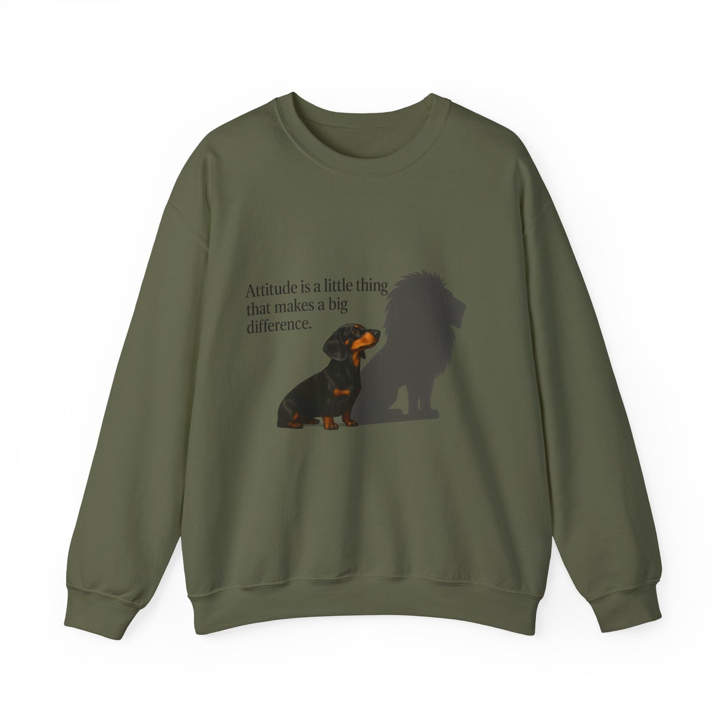 Inspirierendes Sweatshirt – Dackel mit Löwenschatten „Attitude“ – Lustiges Sweatshirt | True Insights – Bild 6