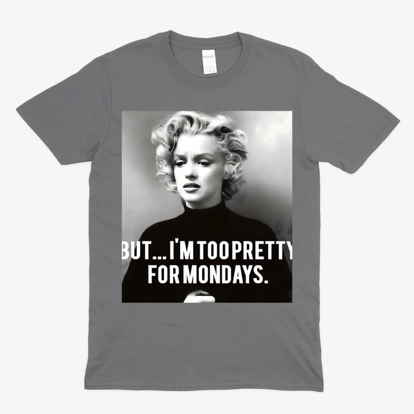 Marilyn Monroe T-Shirt – Too Pretty for Mondays Statement Shirt mit Retro-Charme-T-Shirt-True Insights