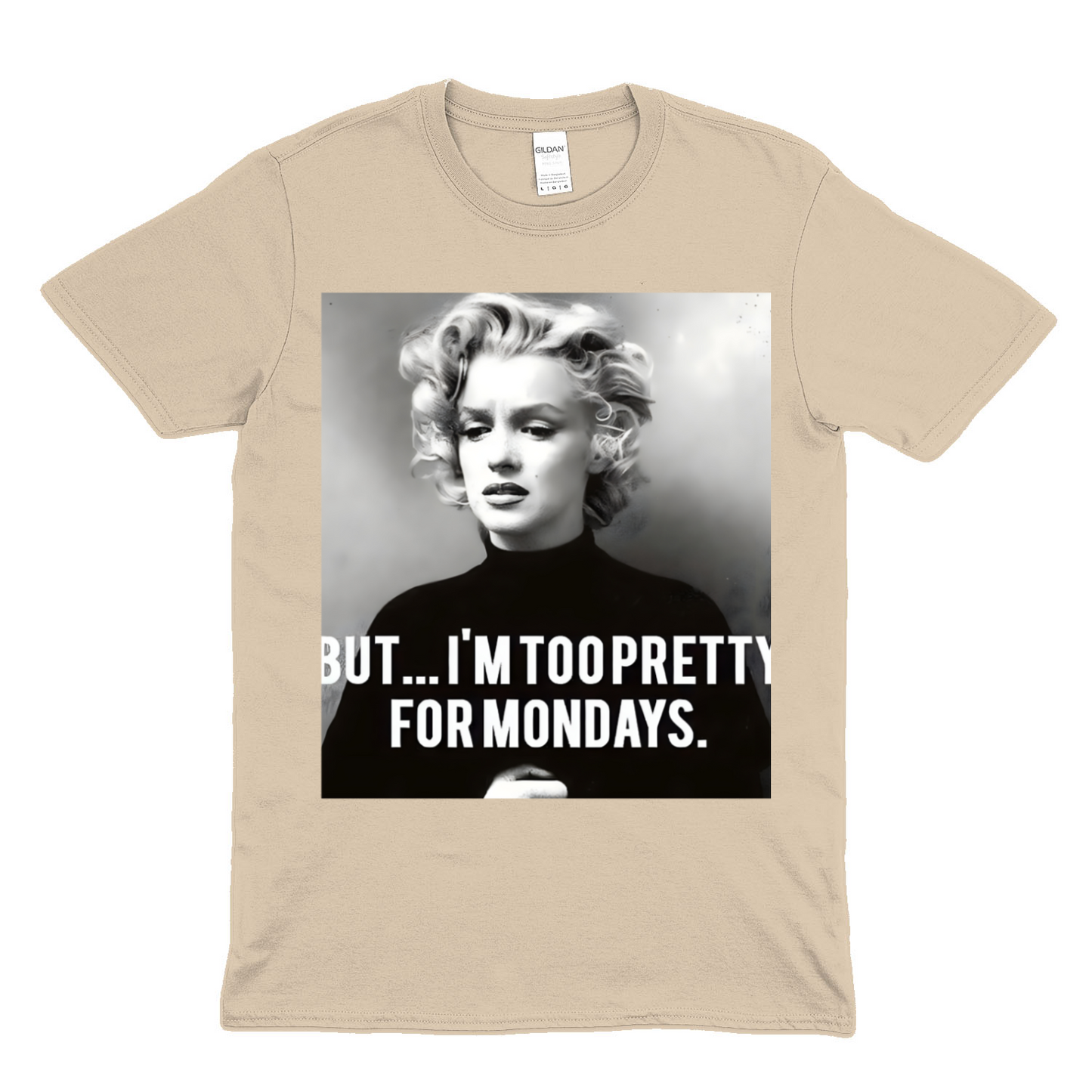 Marilyn Monroe T-Shirt – Too Pretty for Mondays Statement Shirt mit Retro-Charme-T-Shirt-True Insights
