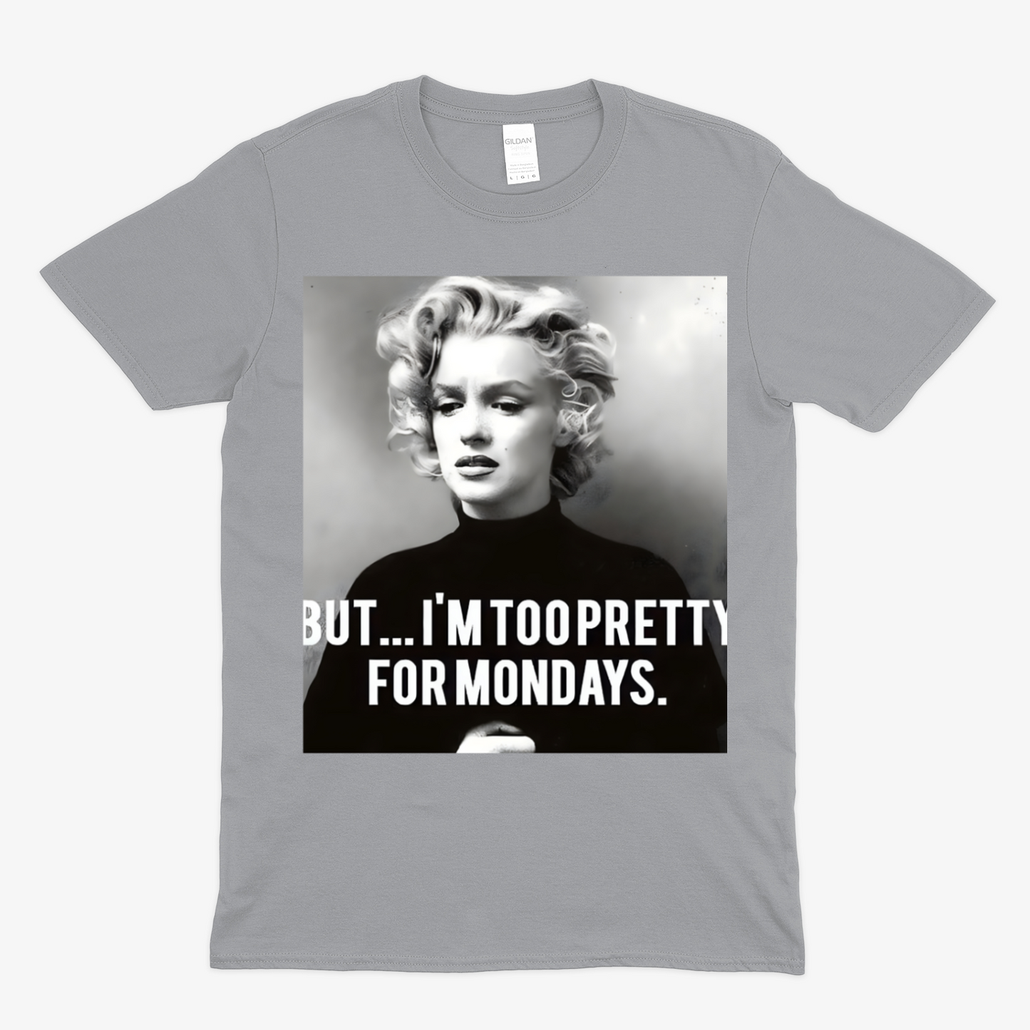 Marilyn Monroe T-Shirt – Too Pretty for Mondays Statement Shirt mit Retro-Charme-T-Shirt-True Insights