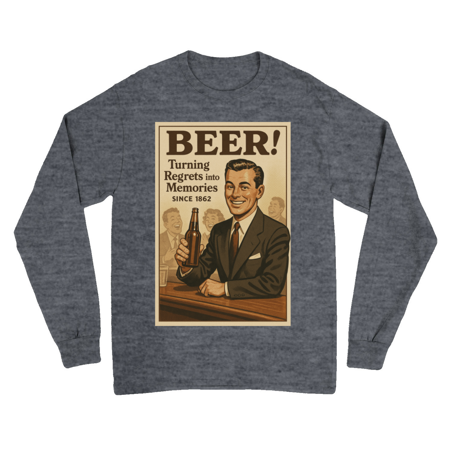 Beer Sweatshirt – Retro-Sweatshirt mit bittersüßem Humor seit 1862 - Gildan Heavy Blend Adult Crewneck G18000 – Freches Satire-Design für mutige Statements | True Insights