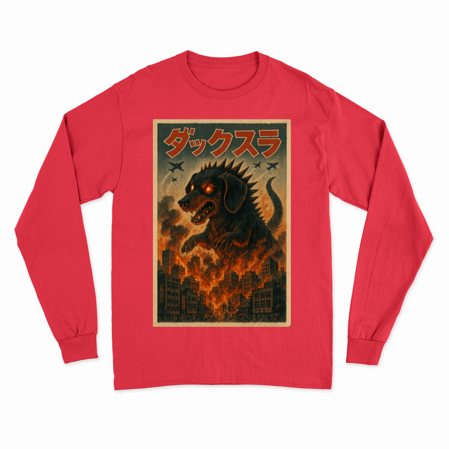 Sweatshirt – „Dackzilla zerstört die Stadt“ Lustiges Kaiju-Dackel-Motiv im Vintage-Stil – Lustiges Sweatshirt | True Insights – Bild 3