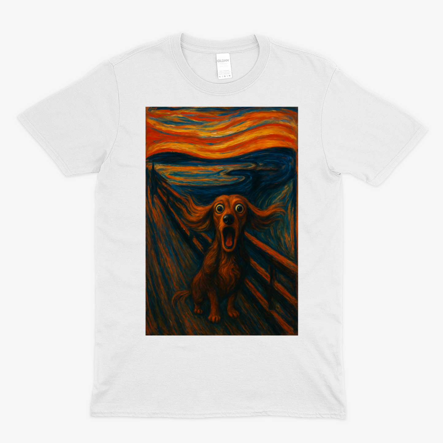 Dackel T-Shirt – „Der Schrei des Dackels“ | Satirische Kunst-Parodie – Lustiges | True Insights – Bild 1