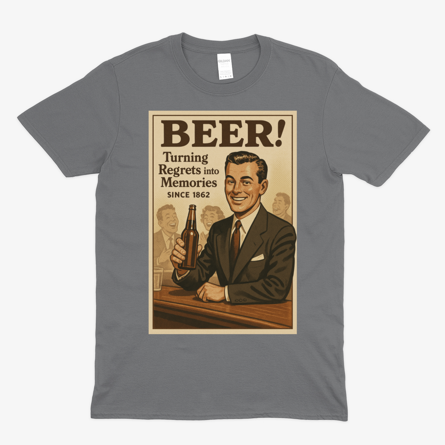 Beer! – Vintage T-Shirt „Turning Regrets into Memories“-T-Shirt-True Insights
