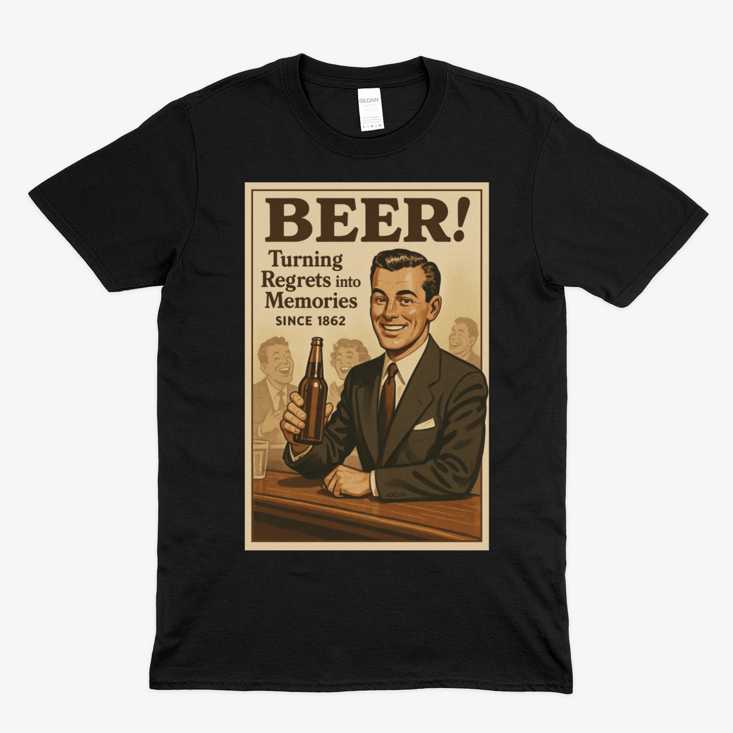 Beer! – Vintage T-Shirt „Turning Regrets into Memories“-T-Shirt-True Insights