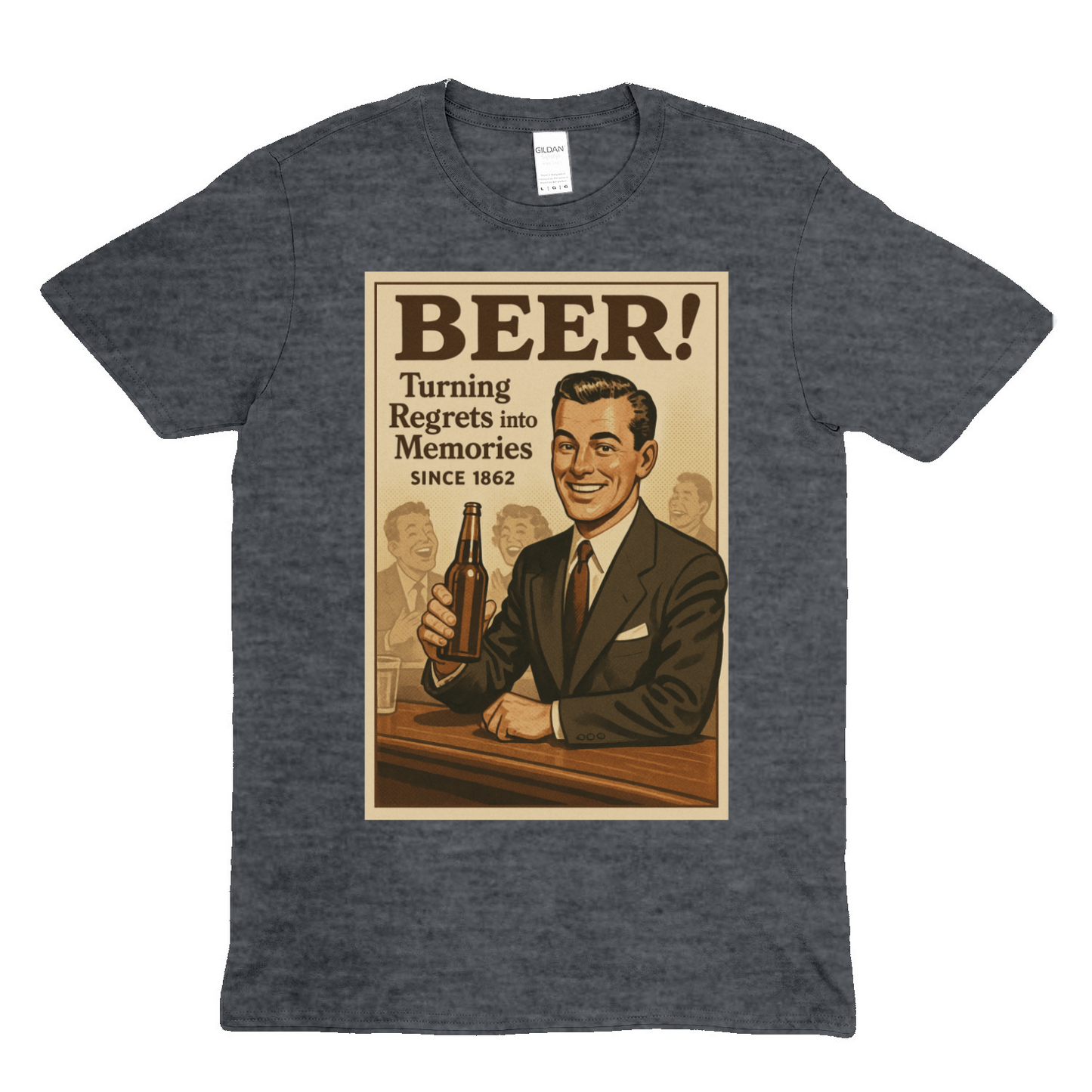 Beer! – Vintage T-Shirt „Turning Regrets into Memories“-T-Shirt-True Insights