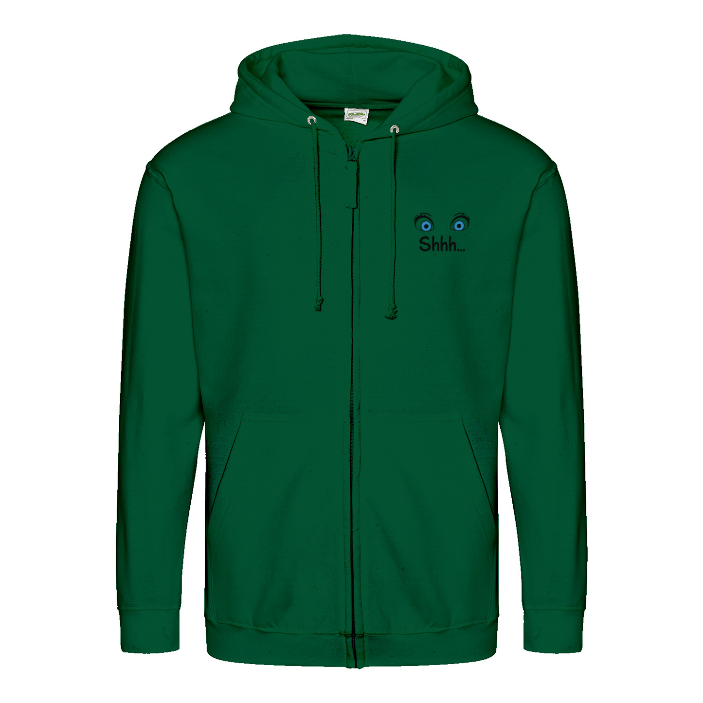Shhh Hoodie – Cartoon-Hoodie mit geheimnisvollem Backprint & Augen-Design | Satirische Streetwear mit Ironie-Zip Hoodie-True Insights