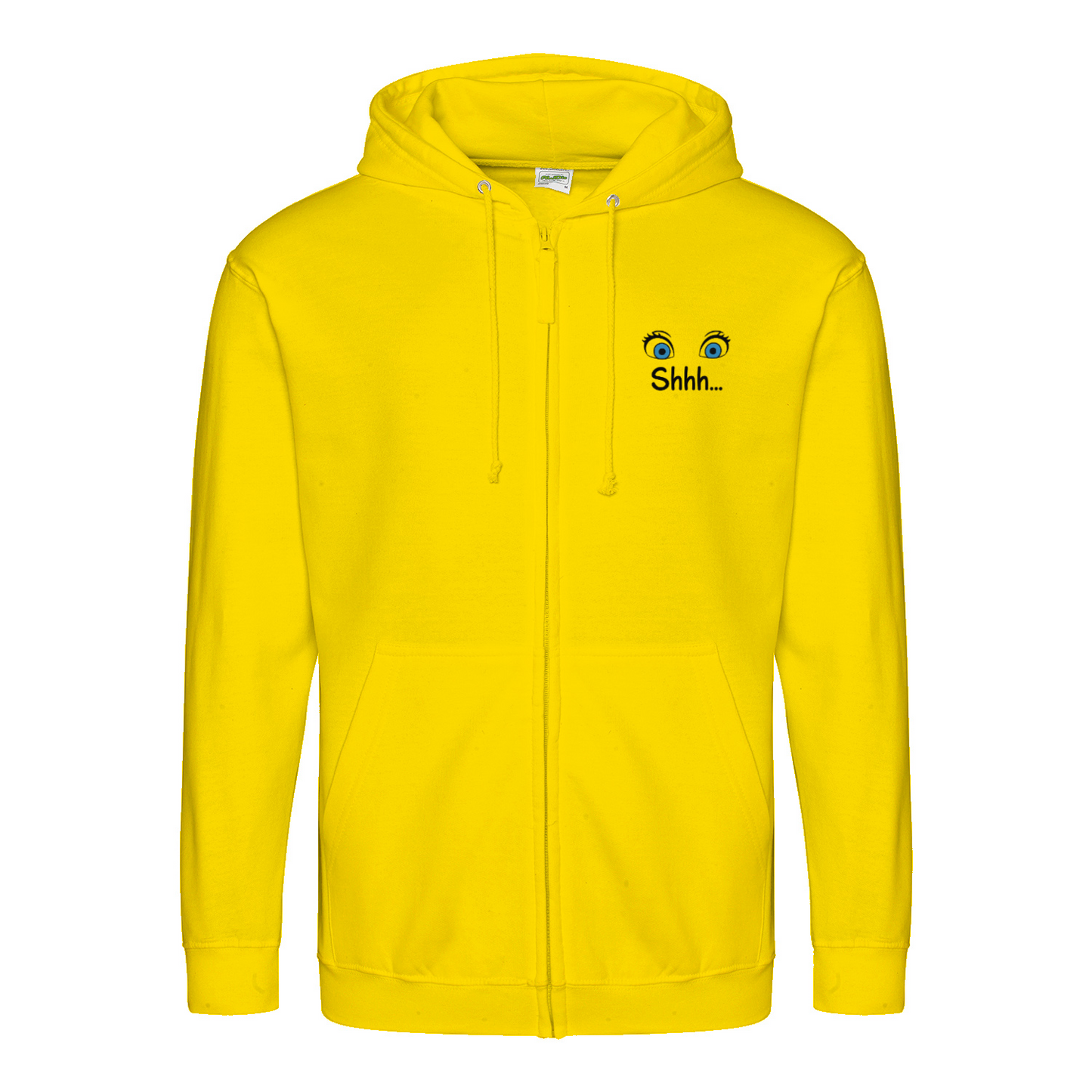 Shhh Hoodie – Cartoon-Hoodie mit geheimnisvollem Backprint & Augen-Design | Satirische Streetwear mit Ironie-Zip Hoodie-True Insights