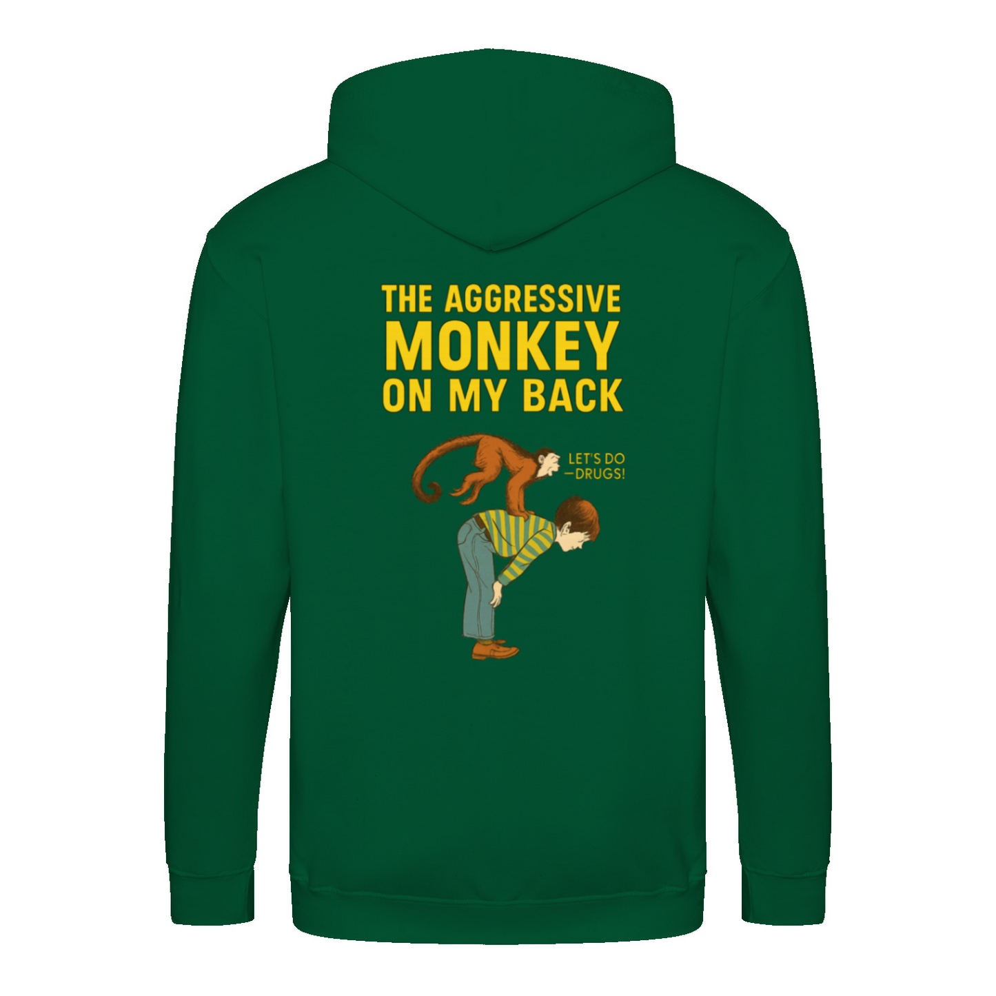 „The Aggressive Monkey on My Back“ Hoodie – Satirisches Retro-Motiv mit Vintage-Humor
