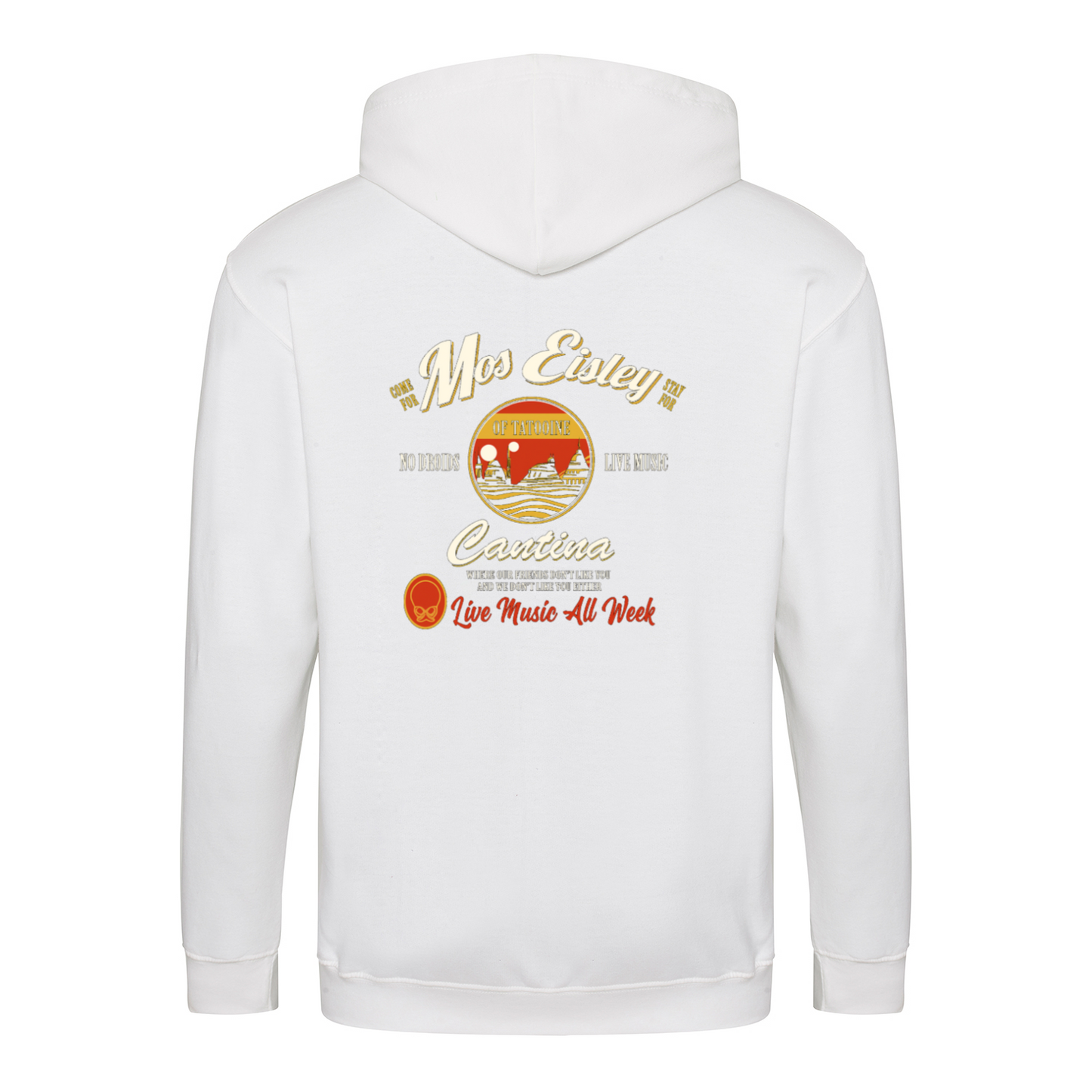Mos Eisley Cantina Zip Hoodie – Backprint „Live Music All Week“-Zip Hoodie-True Insights