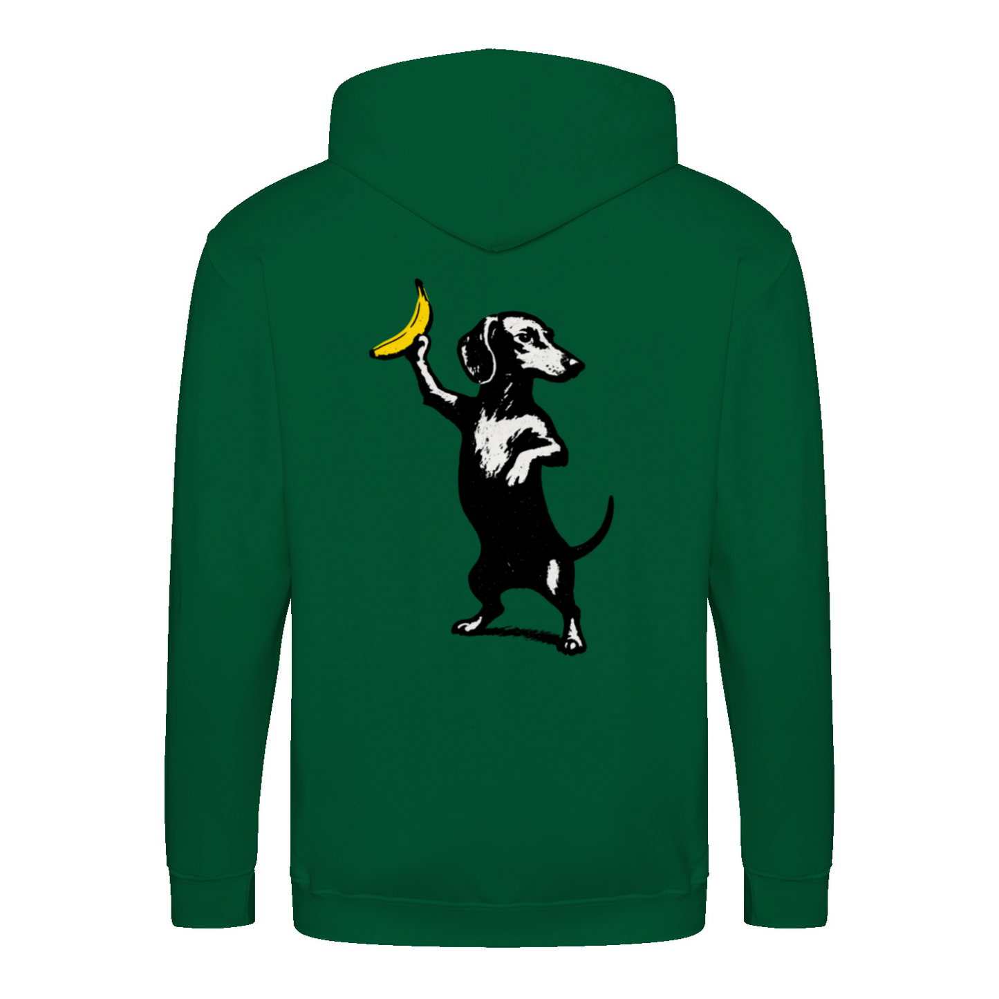 Dackel mit Banane – Ironischer Street-Art Zip-Hoodie