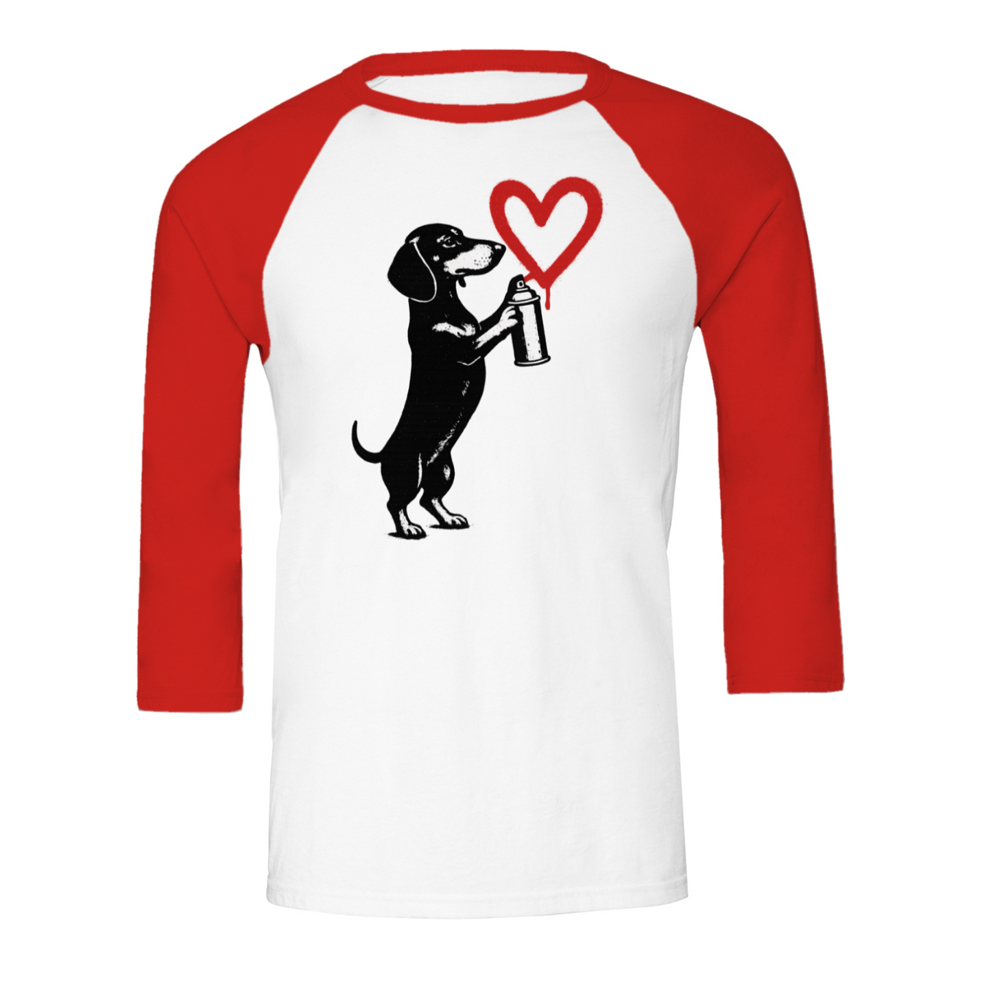 Dackel „Love Graffiti“ – 3/4 Sleeve Urban Street-Art Shirt