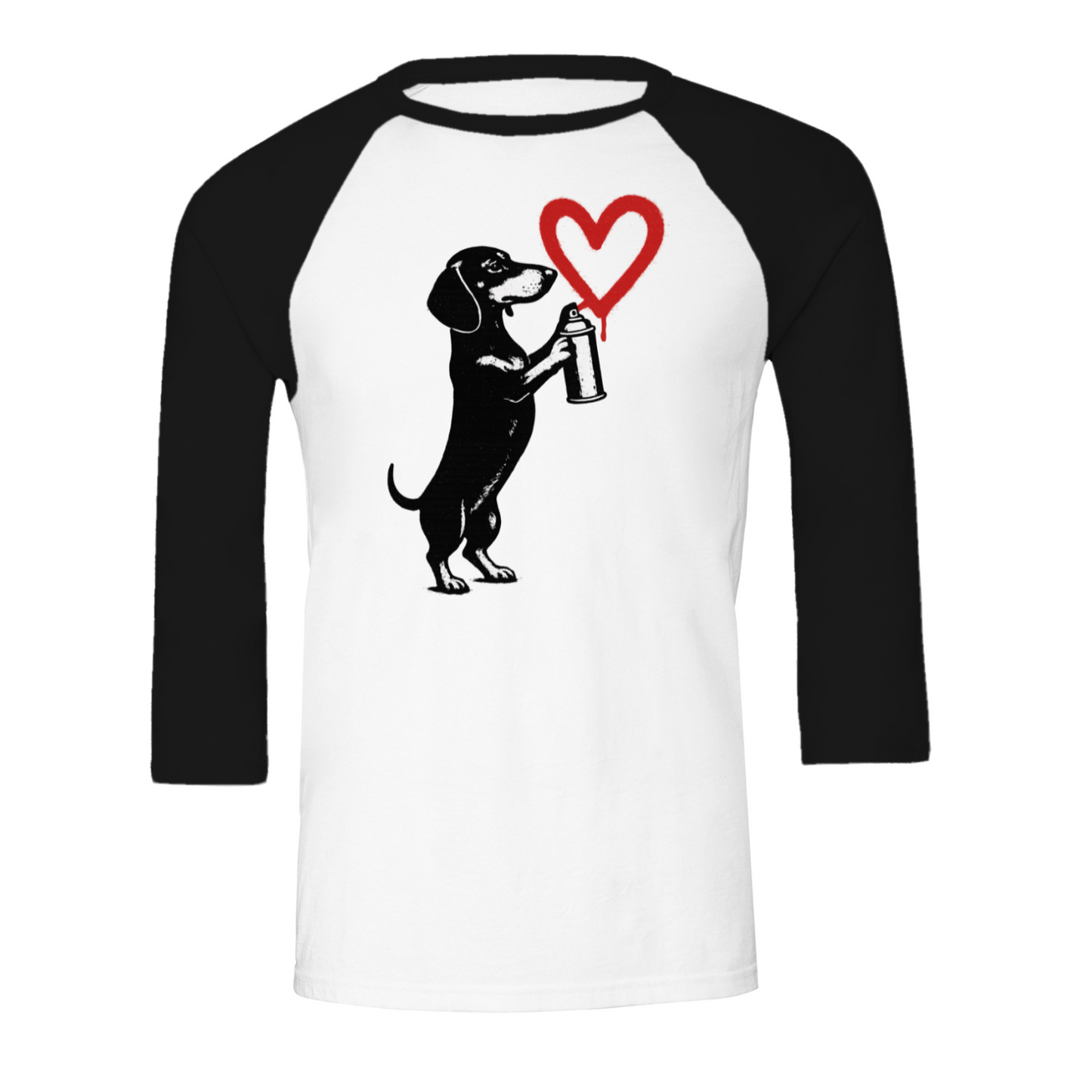 Dackel „Love Graffiti“ – 3/4 Sleeve Urban Street-Art Shirt