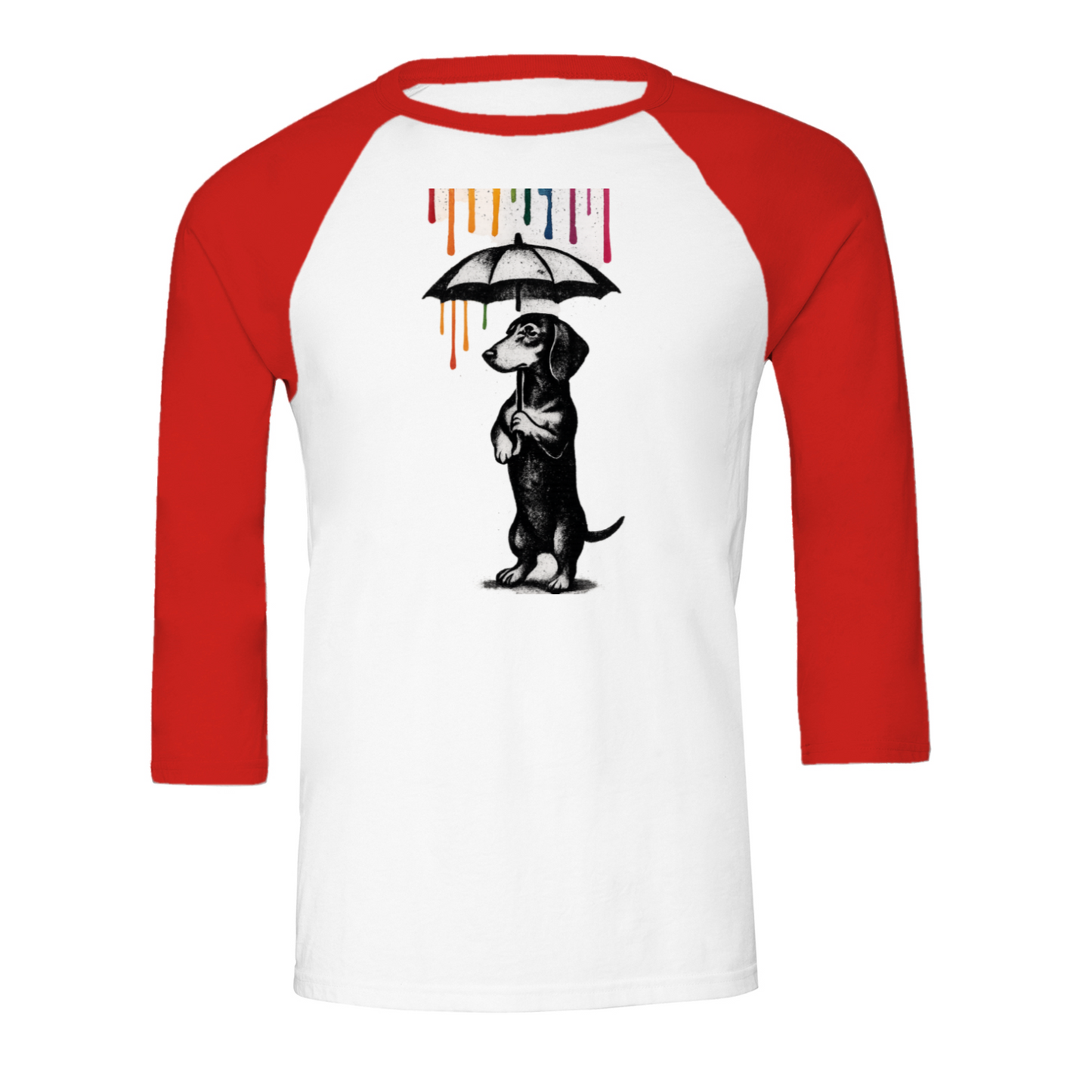 Dackel „Color Rain“ – 3/4 Sleeve Shirt im Urban Street-Art Look