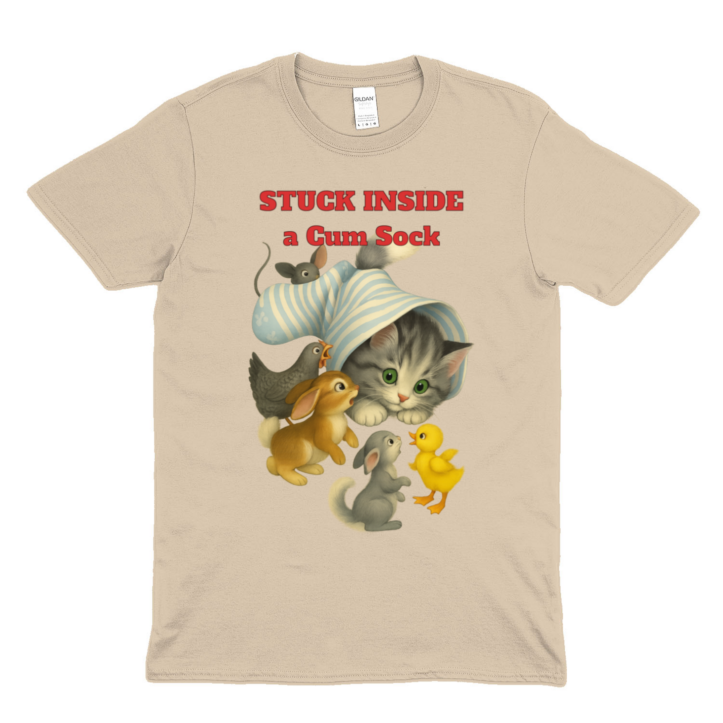„Stuck Inside a Sock“ T-Shirt – Surrealer Retro-Katzen-Humor mit Animal Wholesome Twist