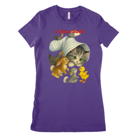 „Stuck Inside a Sock“ Damen T-Shirt – Surrealer Retro-Katzen-Humor mit Animal Wholesome Twist