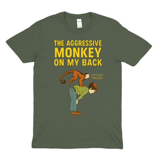 🐒 The Aggressive Monkey on My Back – Satire T-Shirt im Retro-Stil