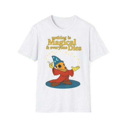 Zeigt anthrazitfarbenes T‑Shirt mit satirischem Skelettmotiv in Frontansicht, humorvoll gestaltet von True Insights.