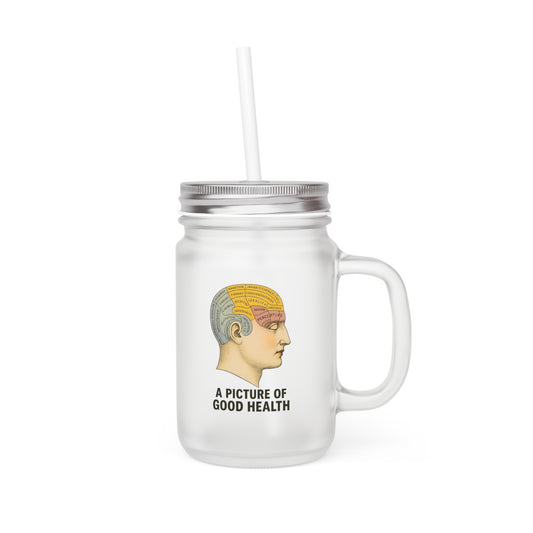 Vintage Motiv – Phrenologie Kortex Couture – Vintage-Jar Mug mit satirischem Hirn-Motiv | True Insights Design mit Humor