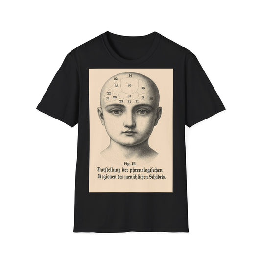Phrenologie T-Shirt – Vintage Schädelillustration | Wissenschaft trifft Ästhetik – Freches Satire-Design für mutige Statements | True Insights