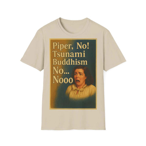 Das anthrazitfarbene T-Shirt zeigt vorne eine 70er-Jahre-schockierte Frau, Welle und dramatische Typografie von True Insights.