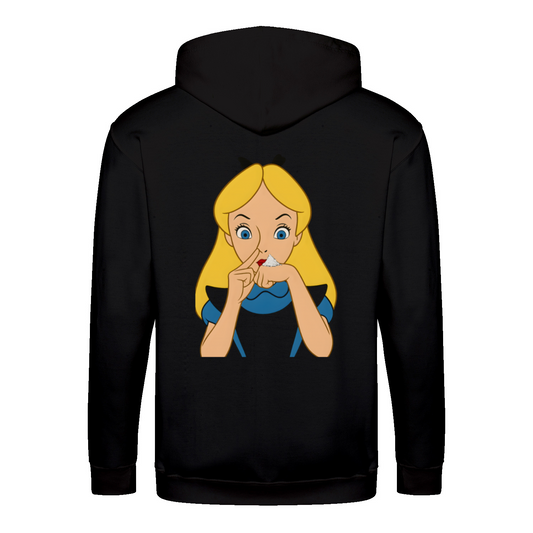 Shhh Hoodie – Cartoon-Hoodie mit geheimnisvollem Backprint & Augen-Design | Satirische Streetwear mit Ironie-Zip Hoodie-True Insights